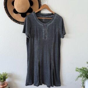 G.H. Bass & Co. Short Sleeve Dress Gray Mineral Wash Waffle Knit XL